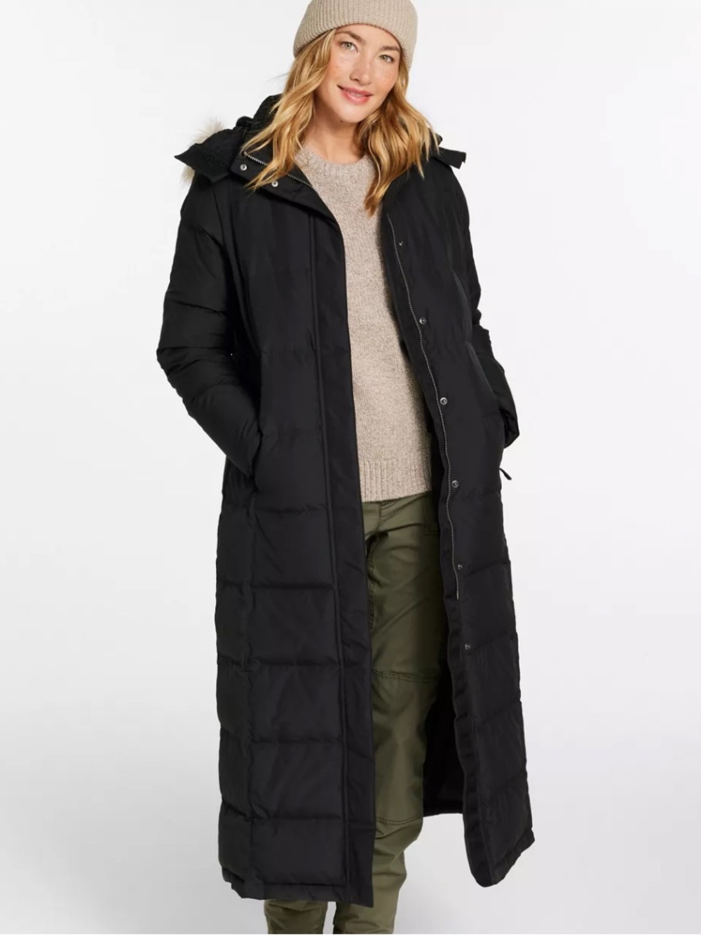 LL BEAN Ultrawarm Coat, Long
 Black Puffer Coat with Hood - Women's size large